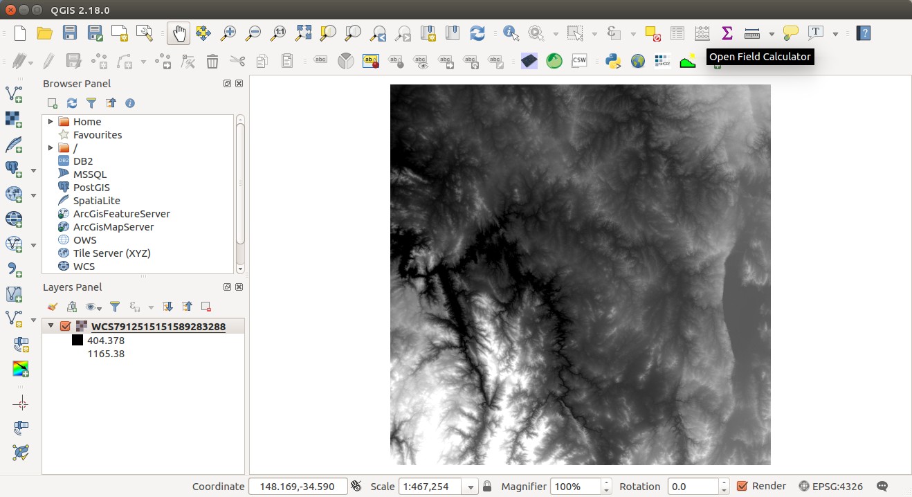 Show WCS layer in QGIS